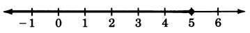 A number line with arrows on each end, labeled from negative one to six, in increments of one. There is a closed circle at five. A dark arrow is originating from this circle, and heading towrads the left of five.