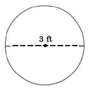 A circle with a diameter of 3ft.