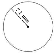 A circle with a radius of 7.1mm.
