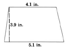 A trapezoid with bottom base 5.1in, top base 4.1in, and height 3.9in.