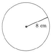 A circle with radius 8cm.