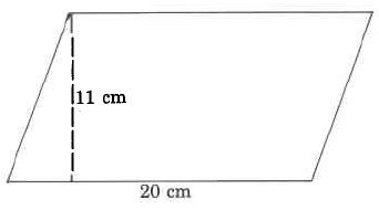 A parallelogram with base 20cm and height 11cm.