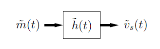This is a simple flowchart showing movement from expression m-tilde(t) to box h-tilde(t) to expression v-tilde_s(t).