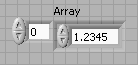 A form labeled 'Array' with two fields. The left field contains the value '0' and the right field contains '1.2345'.