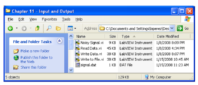 A screencap of a Windows window. It shows the location of Data File signal.dat.