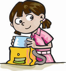 A picture of Sankhya placing her tablets in er school bag.