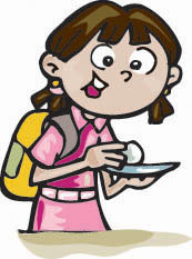 A picture of Sankhya putting on her schoolbag.