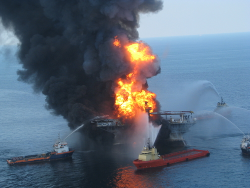 The Deepwater Horizon Oil Rig on Fire