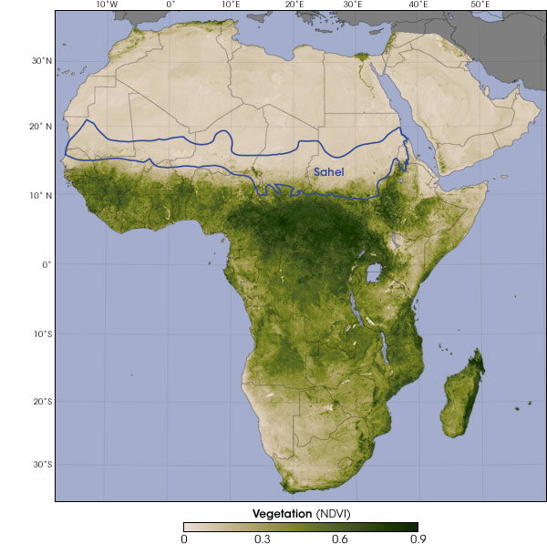 Map of The Sahel in Africa