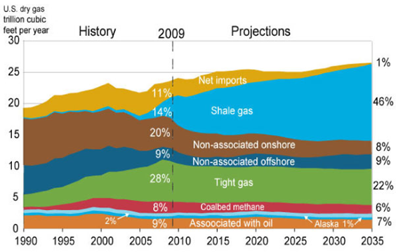 Past and Forecasted U.S. Natural Gas Production