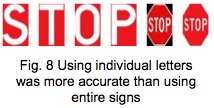 pictures of individual letter 'S' 'T' 'O' 'P' and stop signs with white and black backgrounds