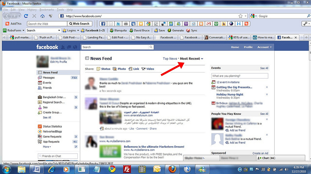 A Facebook page is shown.