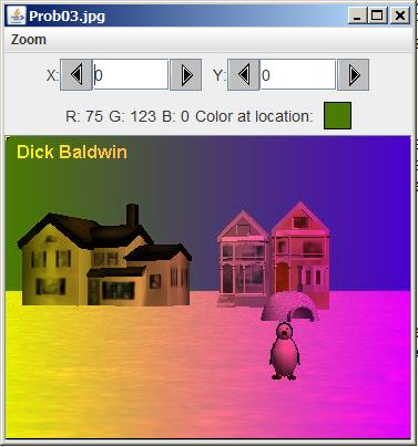 The penguin image but with color modification. Colors tend to be yellow on the left and purple on the right.