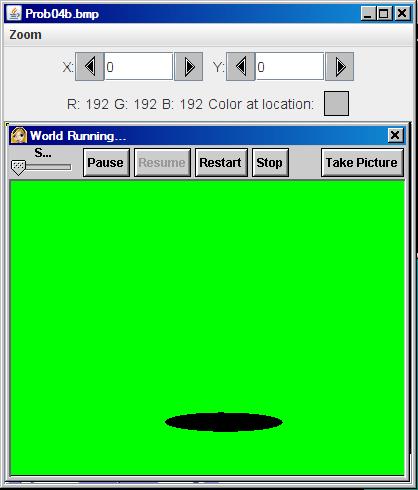 Image of a black ellipse on a green background.