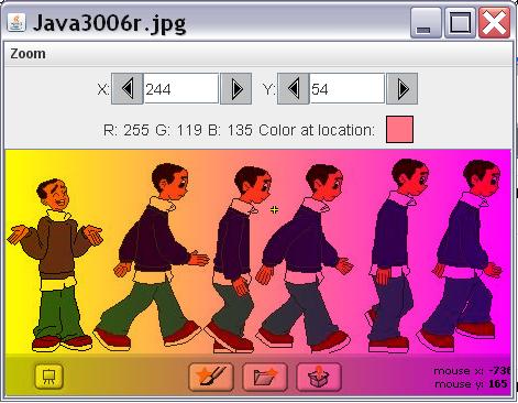 This is a color modified version of the input image with the colors ranging from near yellow on the left to near magenta on the right.