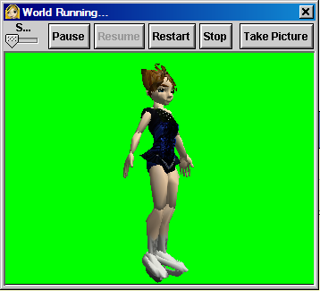 Left side view of a female ice skater on a green background.