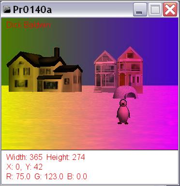 The modified image of a penguin standing in the snow.
