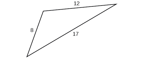 A triangle with sides 8, 12, and 17. Angles unknown.