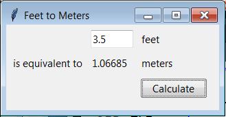 Output from Feet to Meters convertor program.