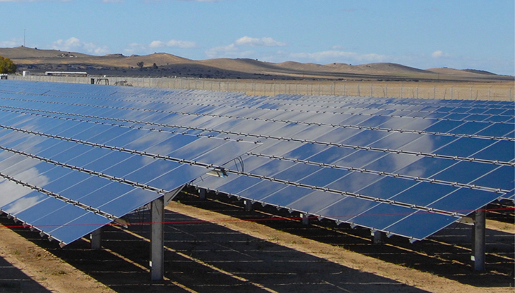 A photograph of a large solar cell array.
