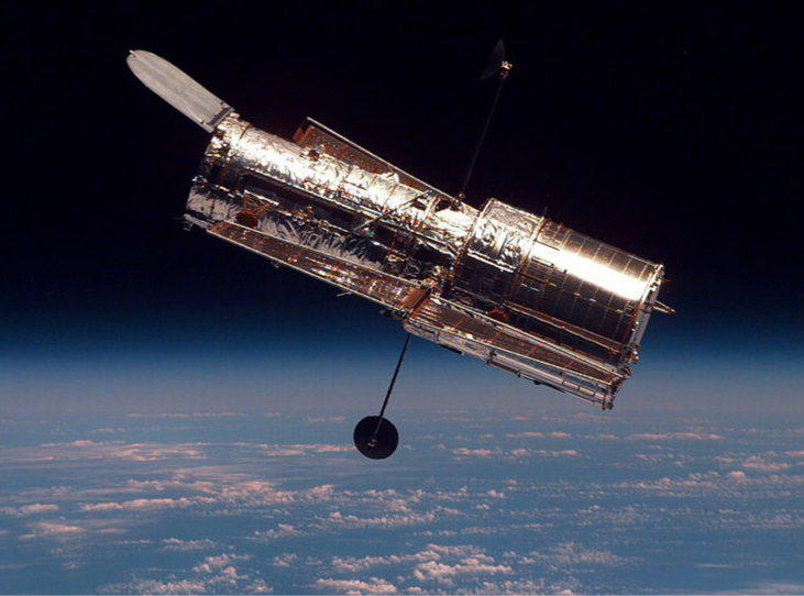 A photograph of the Hubble telescope.