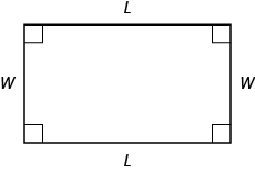 A rectangle with sides marked W and L.